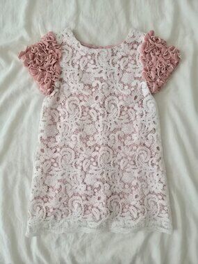 Girls Charabia two-tone lace dress